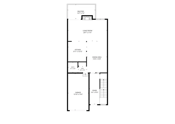 Second floor plan with dimensions